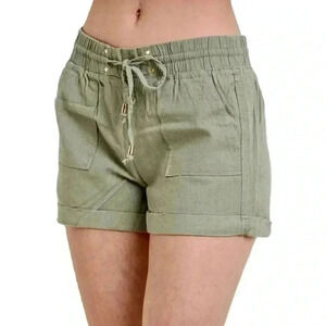 “Ellen” Linen Shorts with Elastic Waistband
